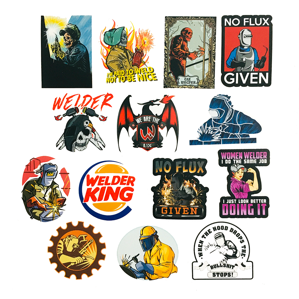 50 PCS Welder Humor Hard Hat Welding Helmet Sticker for luggage laptop skateboard PVC waterproof stickers