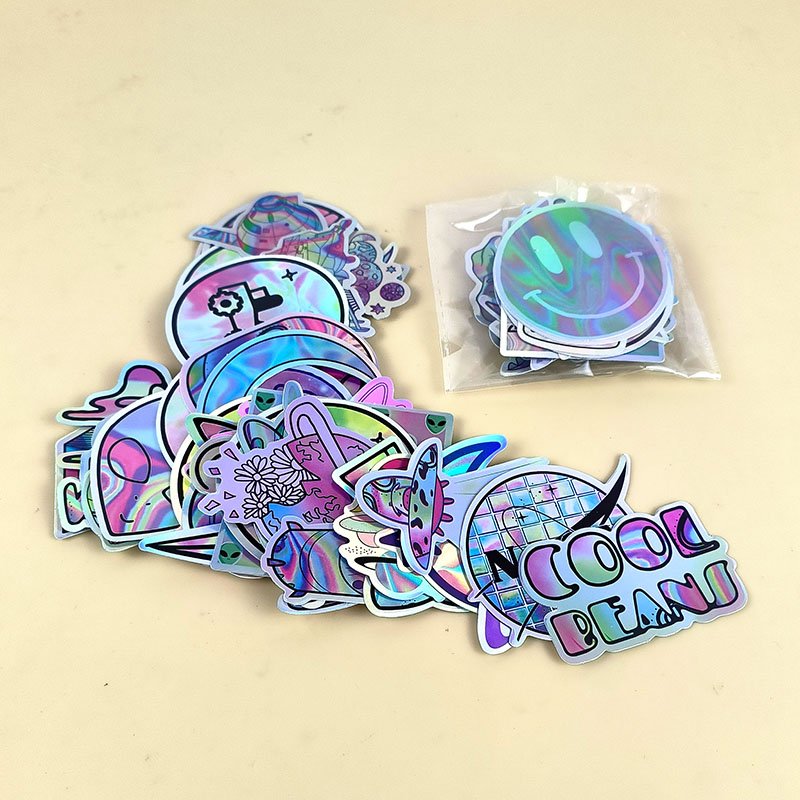 Custom Holographic Die Cut Stickers Holographic Stickers Sheet Hologram WaterProof Cartoon Sticker