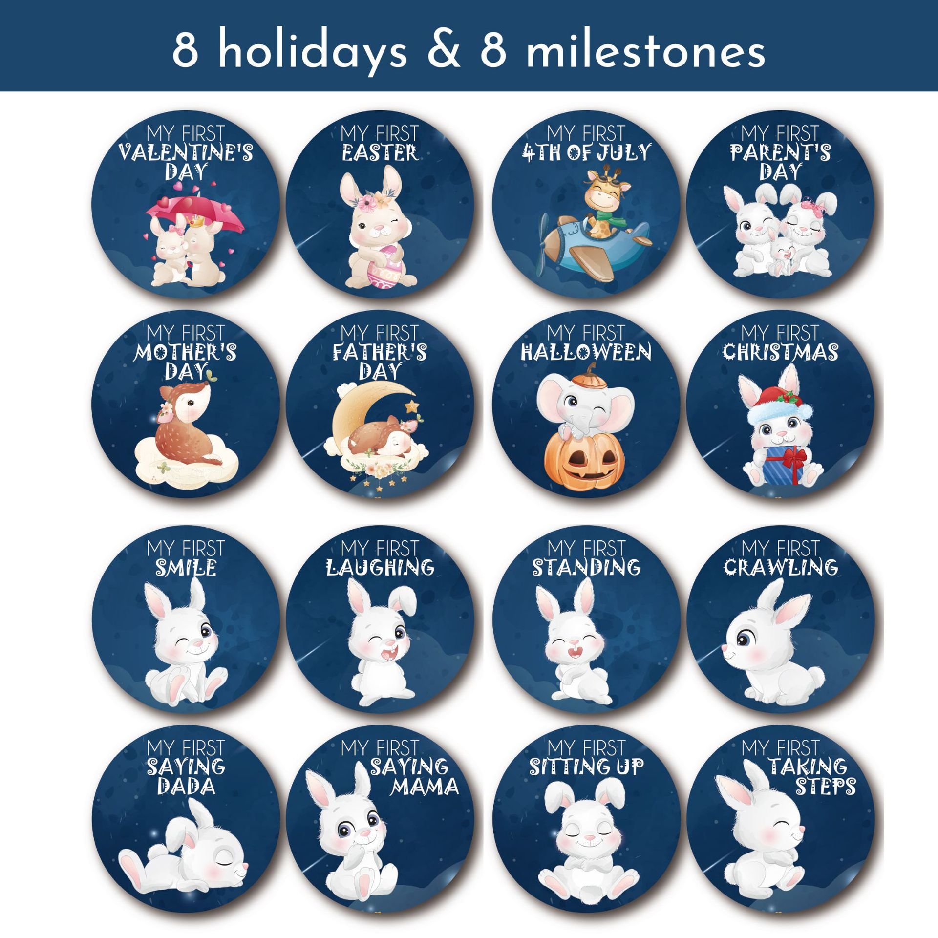 Cartoon Cute Baby Monthly Milestone Stickers Vinyl Self-adhesive Sticker for Baby Growth Month Decorative