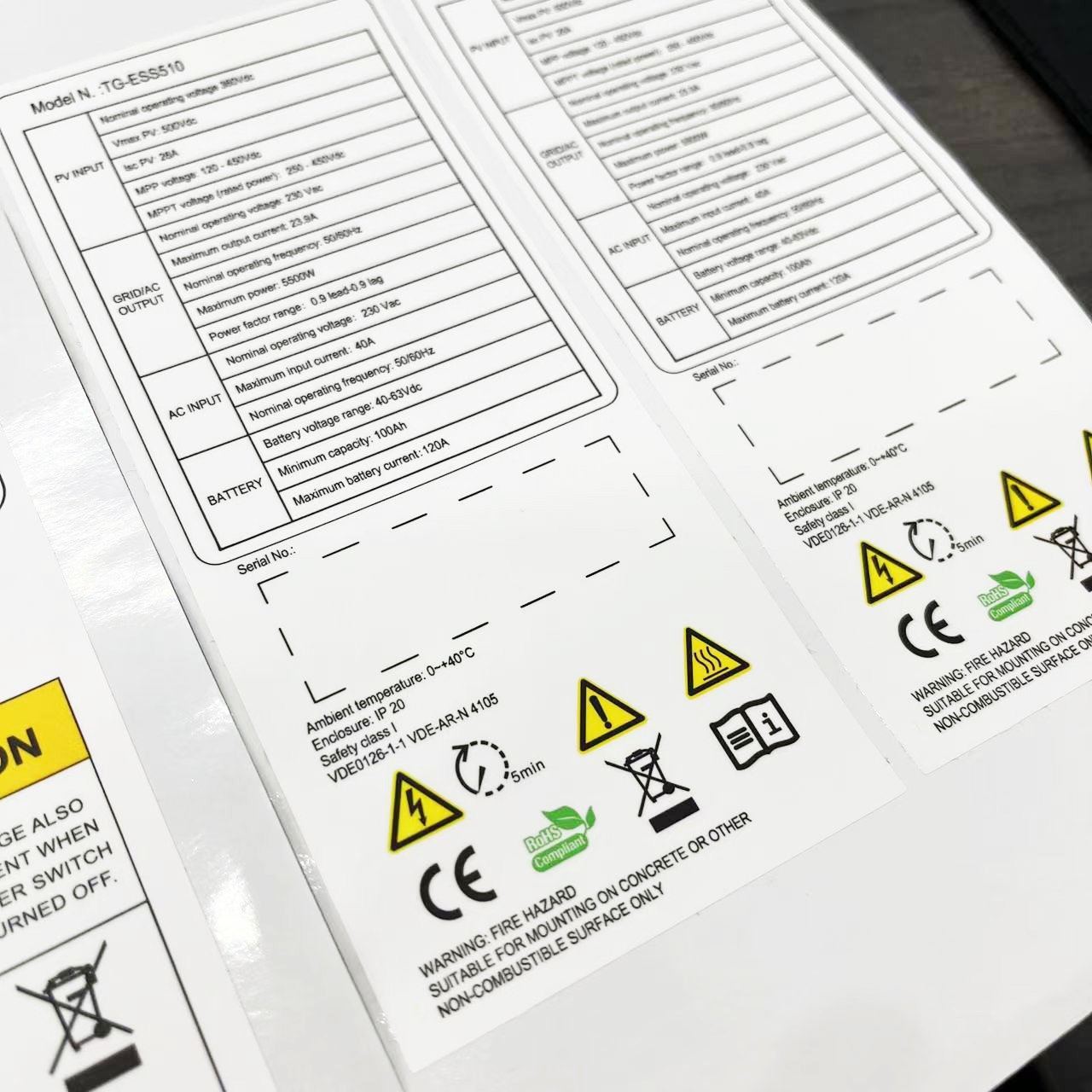 Custom Logo Waterproof Stickers Machine Stickers Electrical Panel Label Safety Stickers for Electric