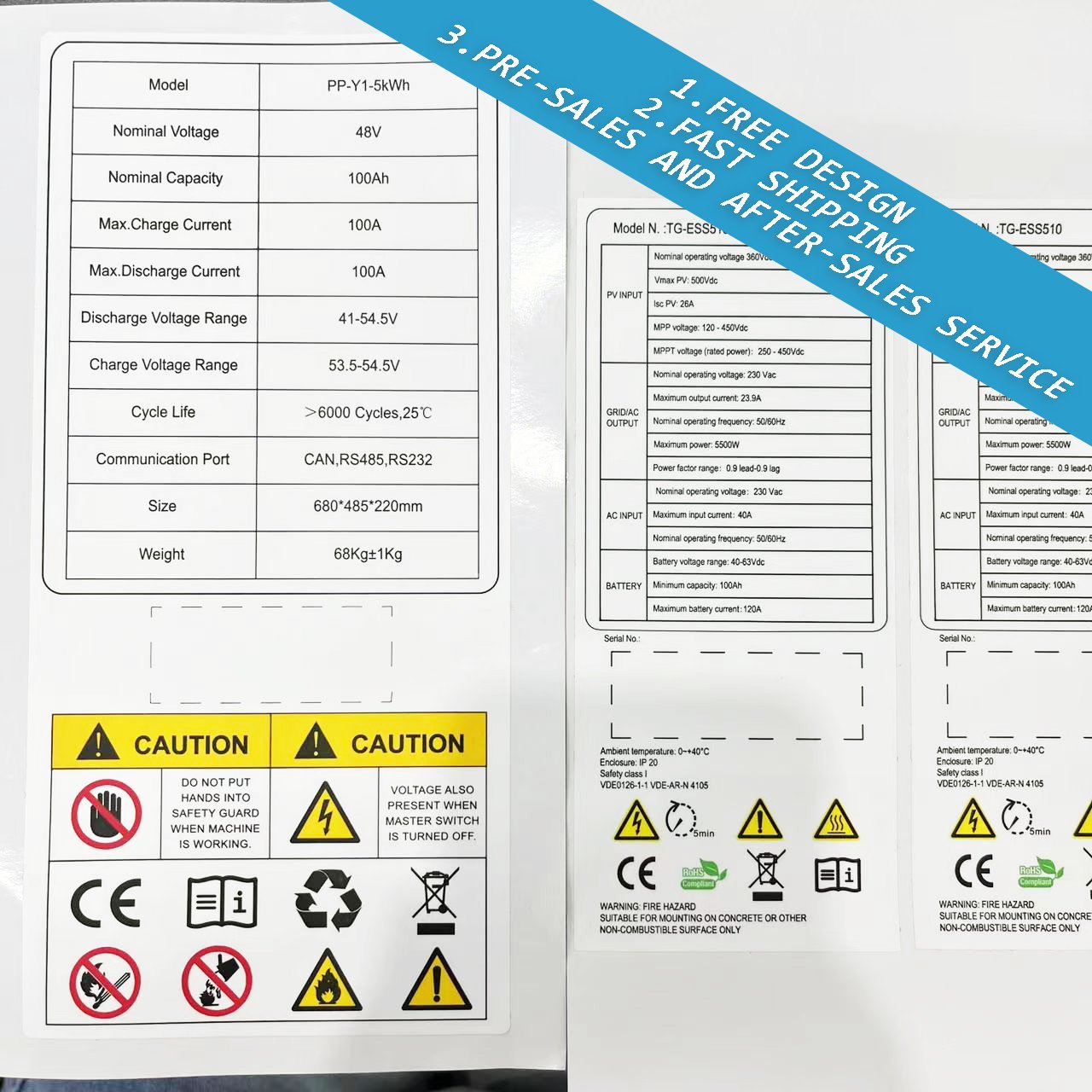 Custom Logo Waterproof Stickers Machine Stickers Electrical Panel Label Safety Stickers for Electric