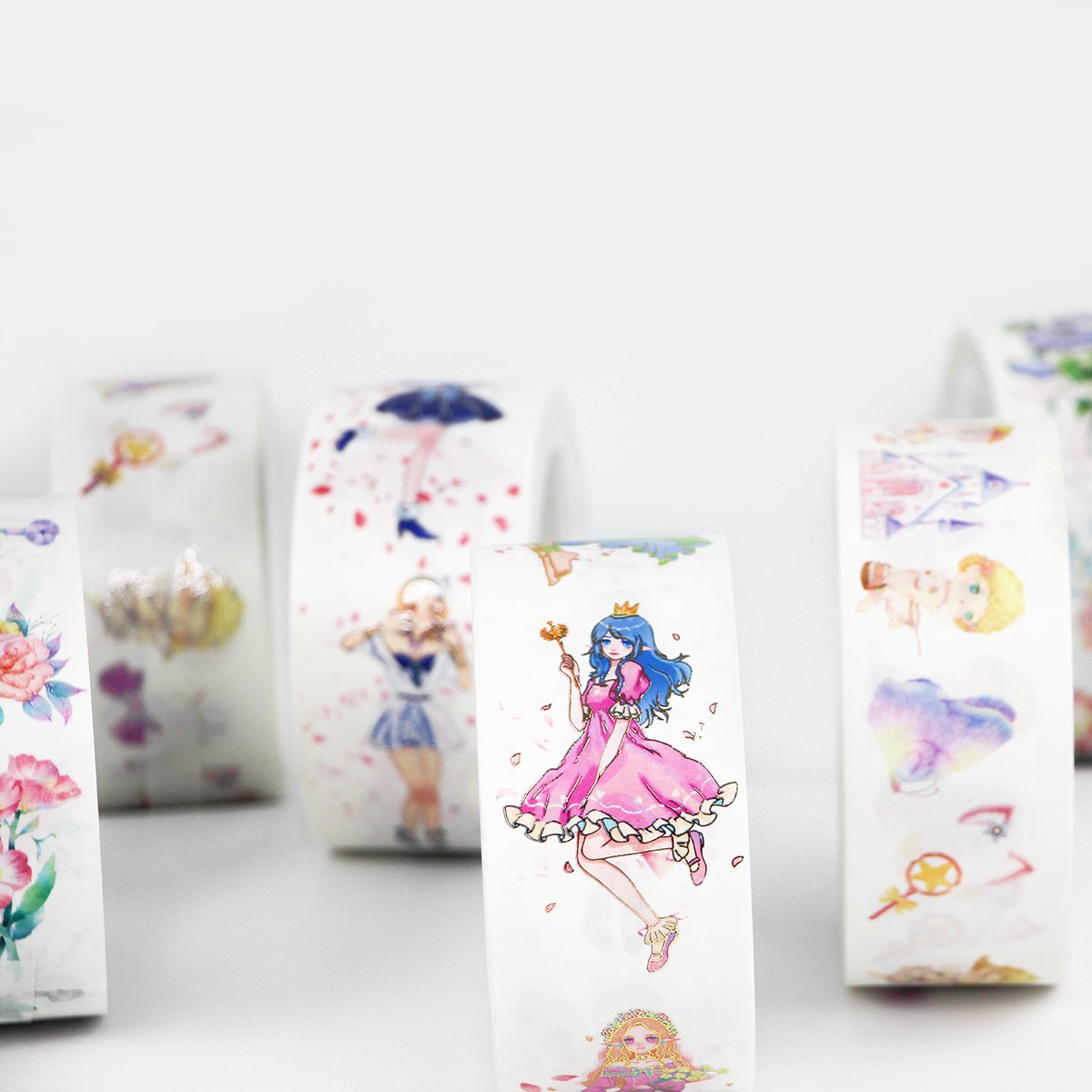 Custom Cute Sticker Foil Hot Stamping Kawaii Sticker Printing Washi Tape ,Varnished DIY Masking Paper Wrapping Planner Sticker
