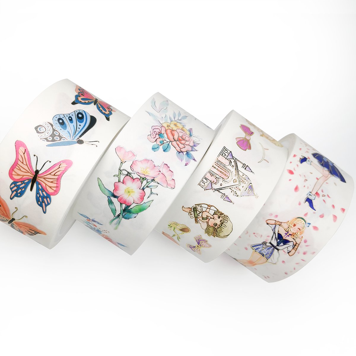 Custom Cute Sticker Foil Hot Stamping Kawaii Sticker Printing Washi Tape ,Varnished DIY Masking Paper Wrapping Planner Sticker