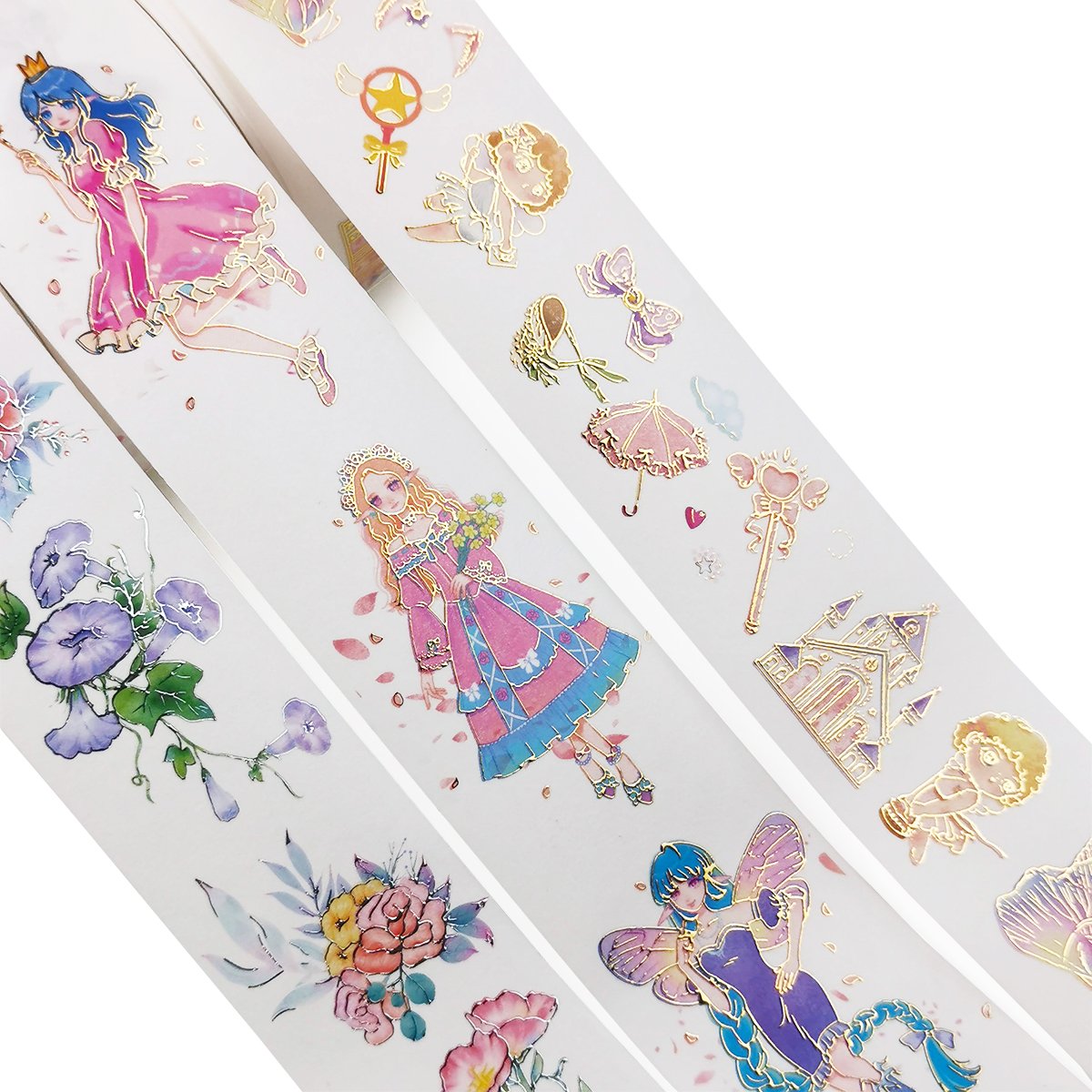 Custom Cute Sticker Foil Hot Stamping Kawaii Sticker Printing Washi Tape ,Varnished DIY Masking Paper Wrapping Planner Sticker