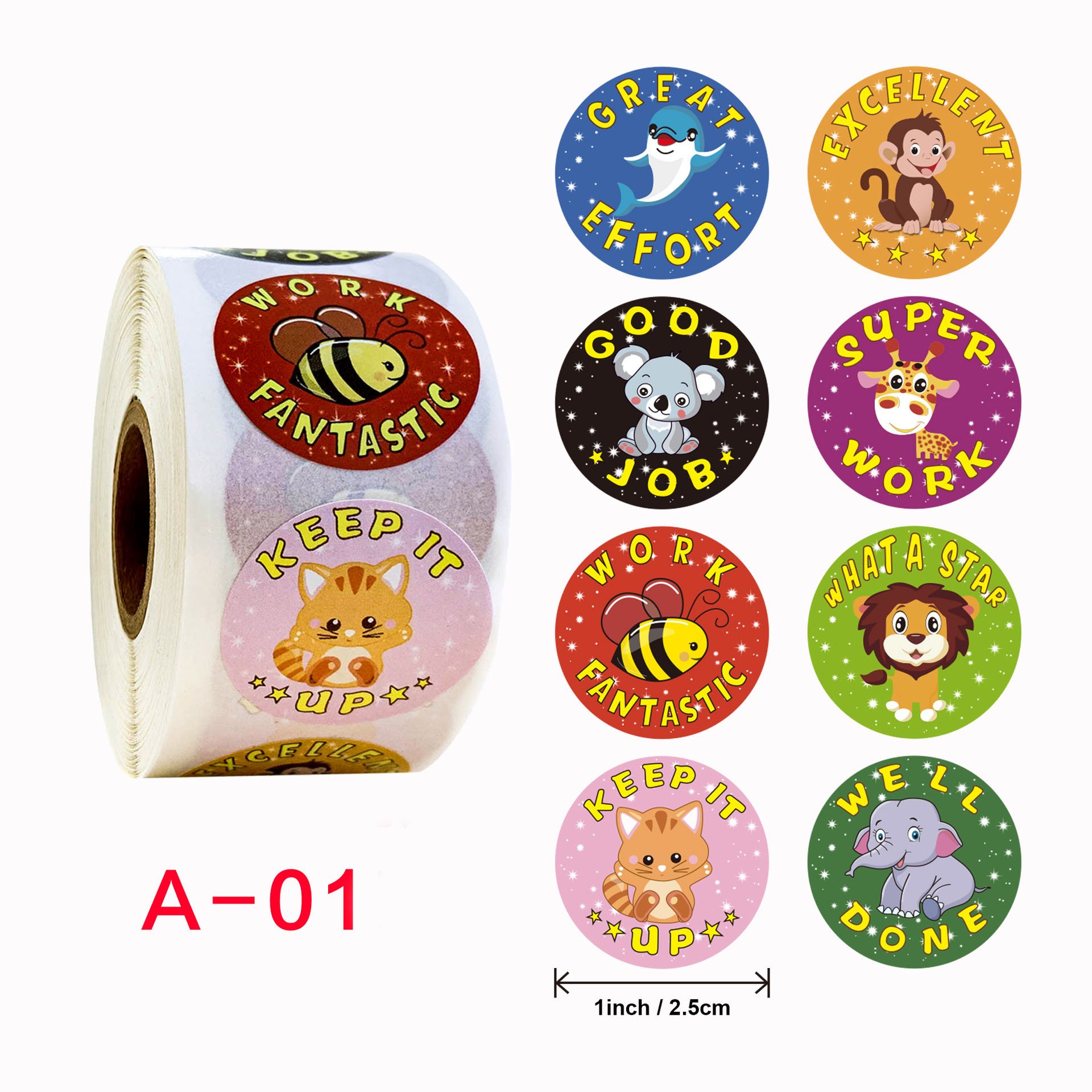 Children Cute Anime Stickers Reward Gift Stickers Custom Roll Label Sticker For Kids