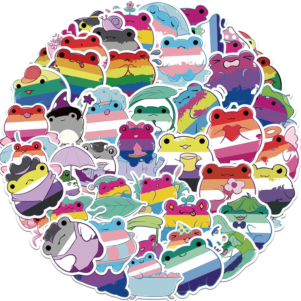 50pcs Cartoon Gay Frogs Graffiti Sticker Diy Diary Scrapbook Phone Case Storage Box Guitar Helmet Waterproof Decorative Stickers