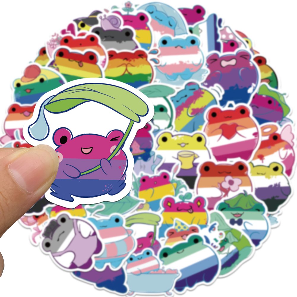 50pcs Cartoon Gay Frogs Graffiti Sticker Diy Diary Scrapbook Phone Case Storage Box Guitar Helmet Waterproof Decorative Stickers