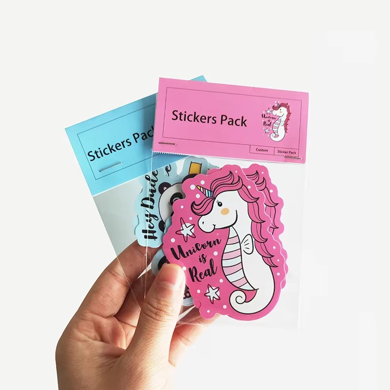Custom Waterproof Cartoon Sticker Packs In OPP Bag For Promotion Use Pack Stickers Die Cut PVC Vinyl Stickers