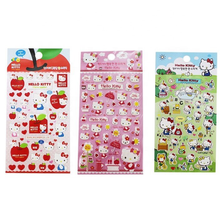 Most Popular Decals cartoon Sticker Cute Hello Kitty Stickers sheet Waterproof kiss cut Kawaii vinyl sticker