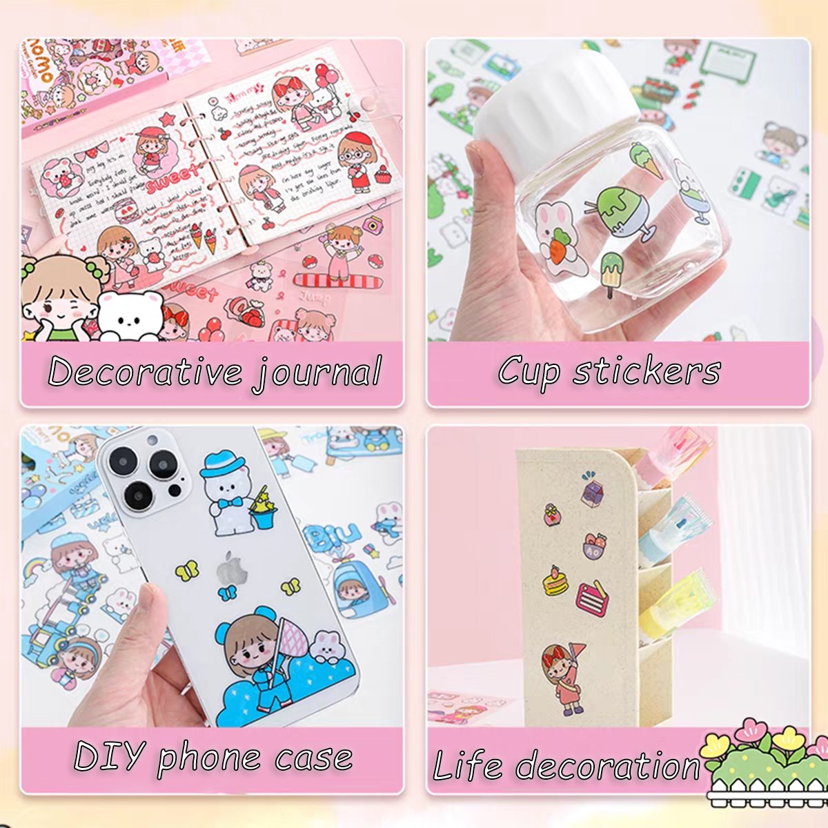 Most Popular Decals cartoon Sticker Cute Hello Kitty Stickers sheet Waterproof kiss cut Kawaii vinyl sticker