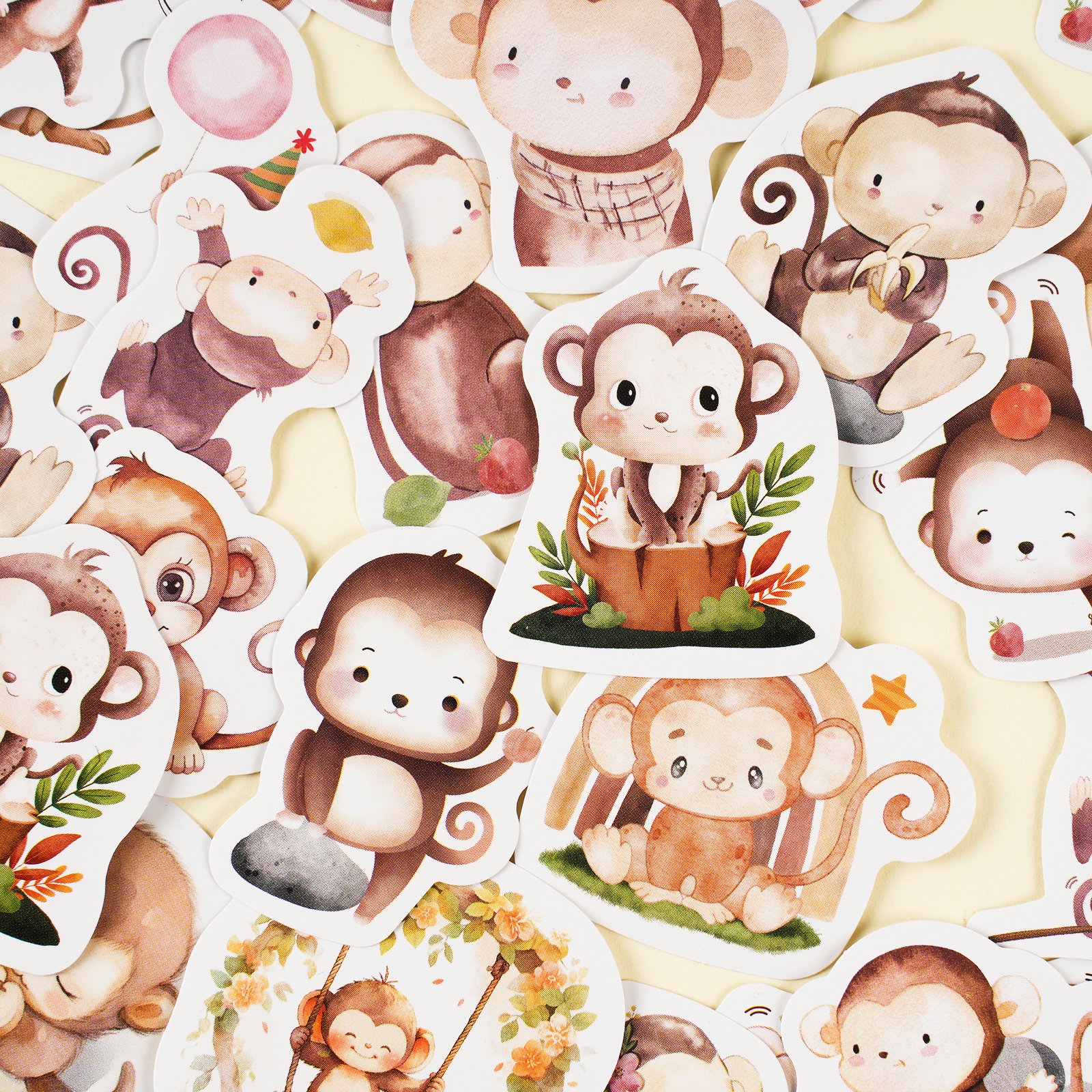 Stickers Cartoon Animal Cute Monkey Dog Decoration Kawaii Stickers Pack for Diary Scrap Book Mr. Paper 46pcs / Box