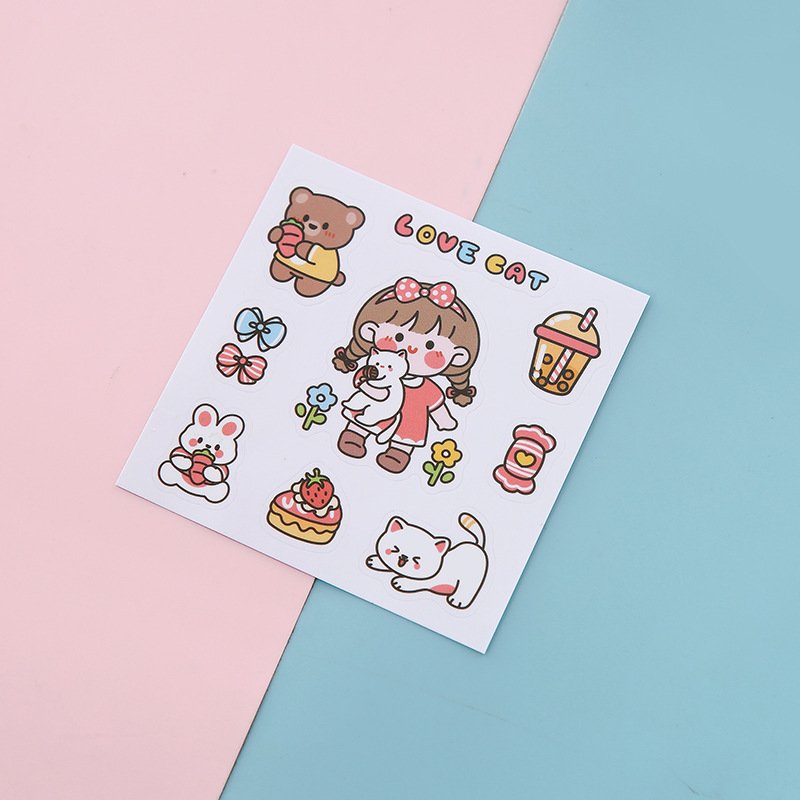 New Style Korean Cute Cartoon Creative Hand Account Mobile Phone Stickers Student Water Cup Transparent Stickers