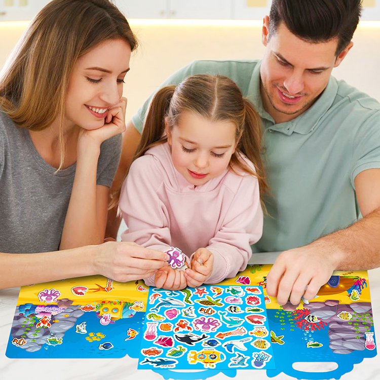 kids puzzle toys cartoon sticker book waterproof stickers printing logo pvc self adhesive sticker decorative