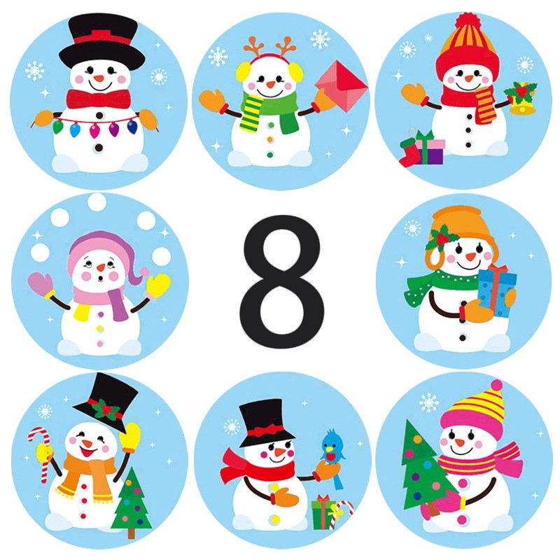 Wholesale Cartoon Decorations Vinyl Roll Waterproof Santa Snowman Christmas Card Seal Stickers UV Custom Sticker Household Use