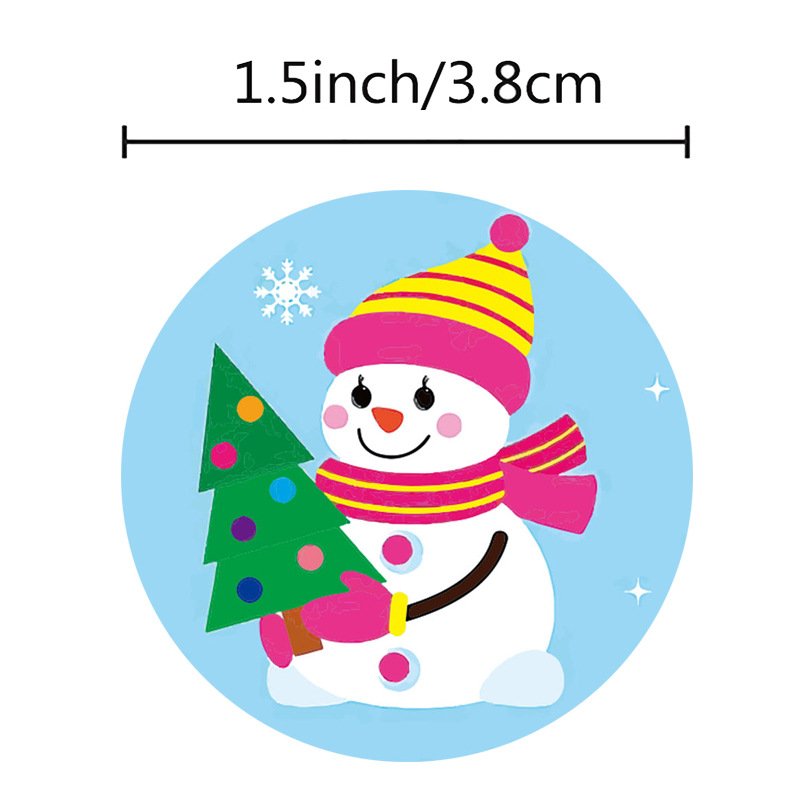 Wholesale Cartoon Decorations Vinyl Roll Waterproof Santa Snowman Christmas Card Seal Stickers UV Custom Sticker Household Use