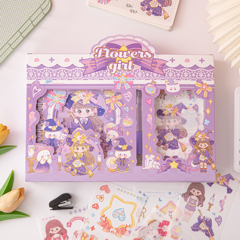 Cartoon paper DIY decorative stickers children gift Box set stationery cute notebook set