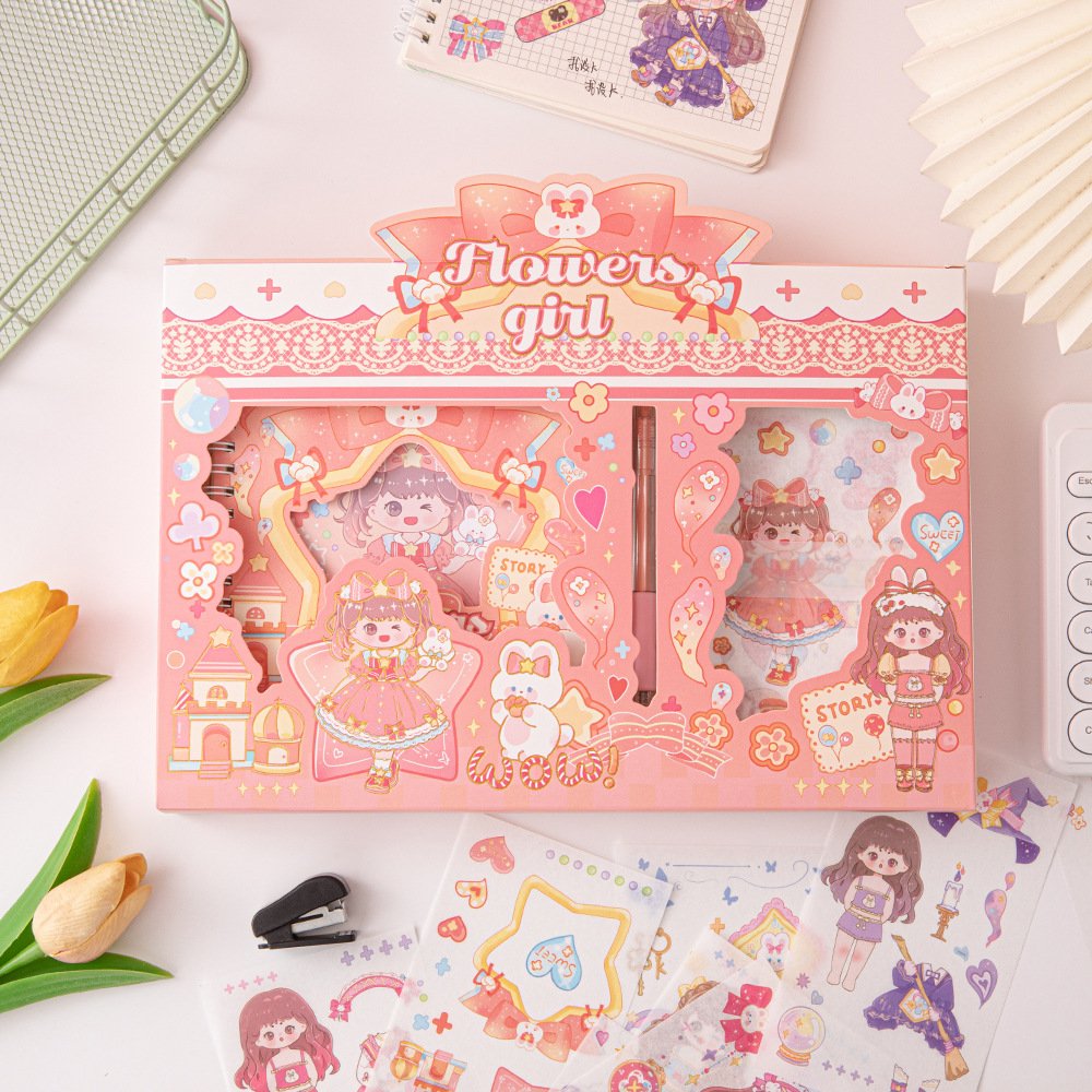 Cartoon paper DIY decorative stickers children gift Box set stationery cute notebook set