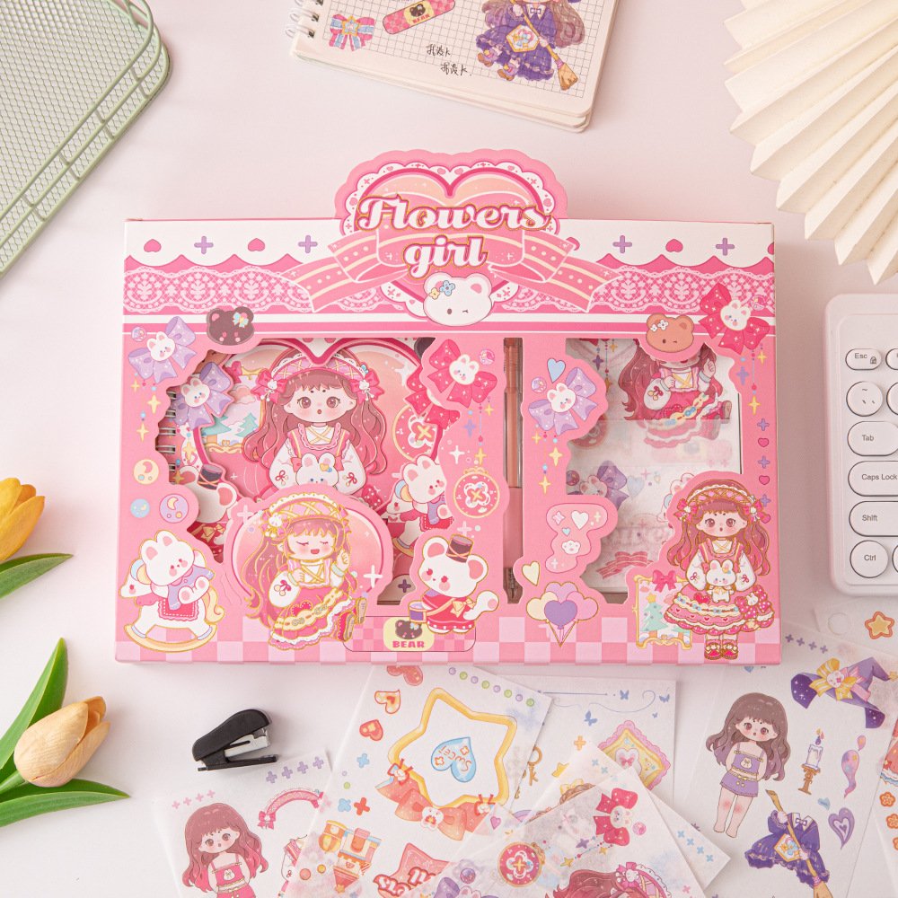 Cartoon paper DIY decorative stickers children gift Box set stationery cute notebook set