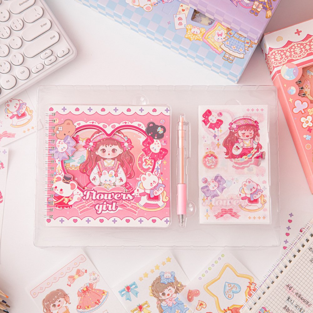 Cartoon paper DIY decorative stickers children gift Box set stationery cute notebook set