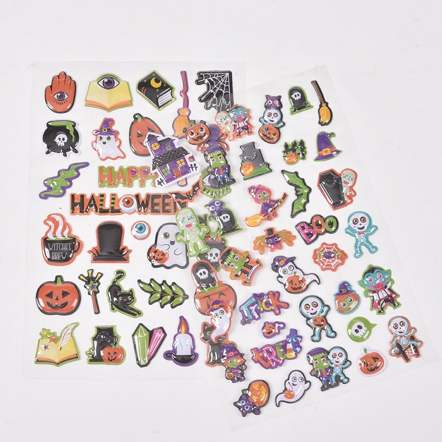 Cute cartoon kids mini bubble sticker custom die cut shapes puffy stickers halloween decoration window sticker for DIY