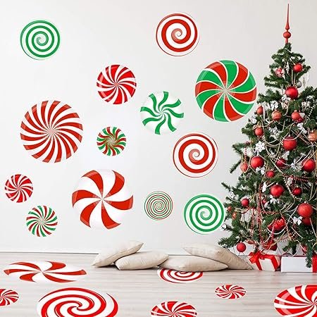 Custom Vinyl Cartoon Christmas Xmas Floor Business Indoor Home Wall Living Bed Room Decal Shopping Mall Car Shop Sticker Festive