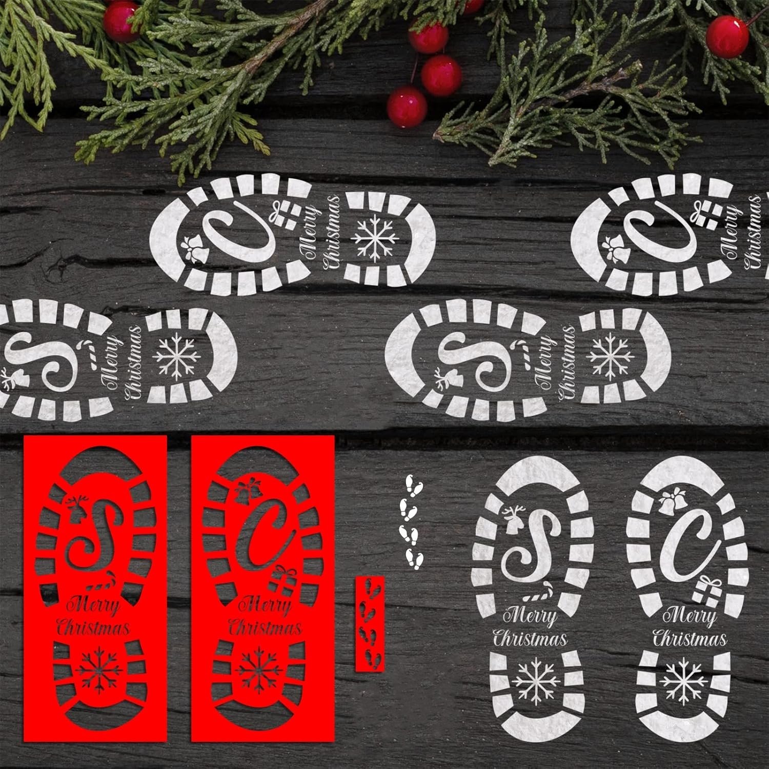 Custom Vinyl Cartoon Christmas Xmas Floor Business Indoor Home Wall Living Bed Room Decal Shopping Mall Car Shop Sticker Festive