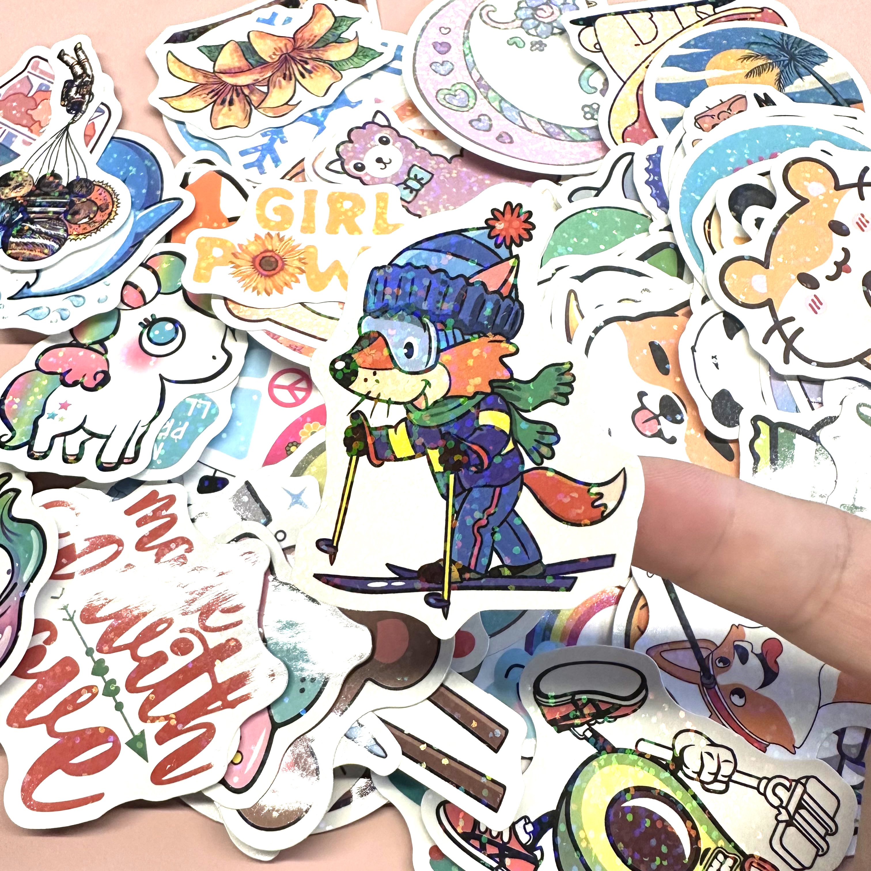 Free Design Custom Holographic Cartoon Stickers Die Cut self adhesive labels