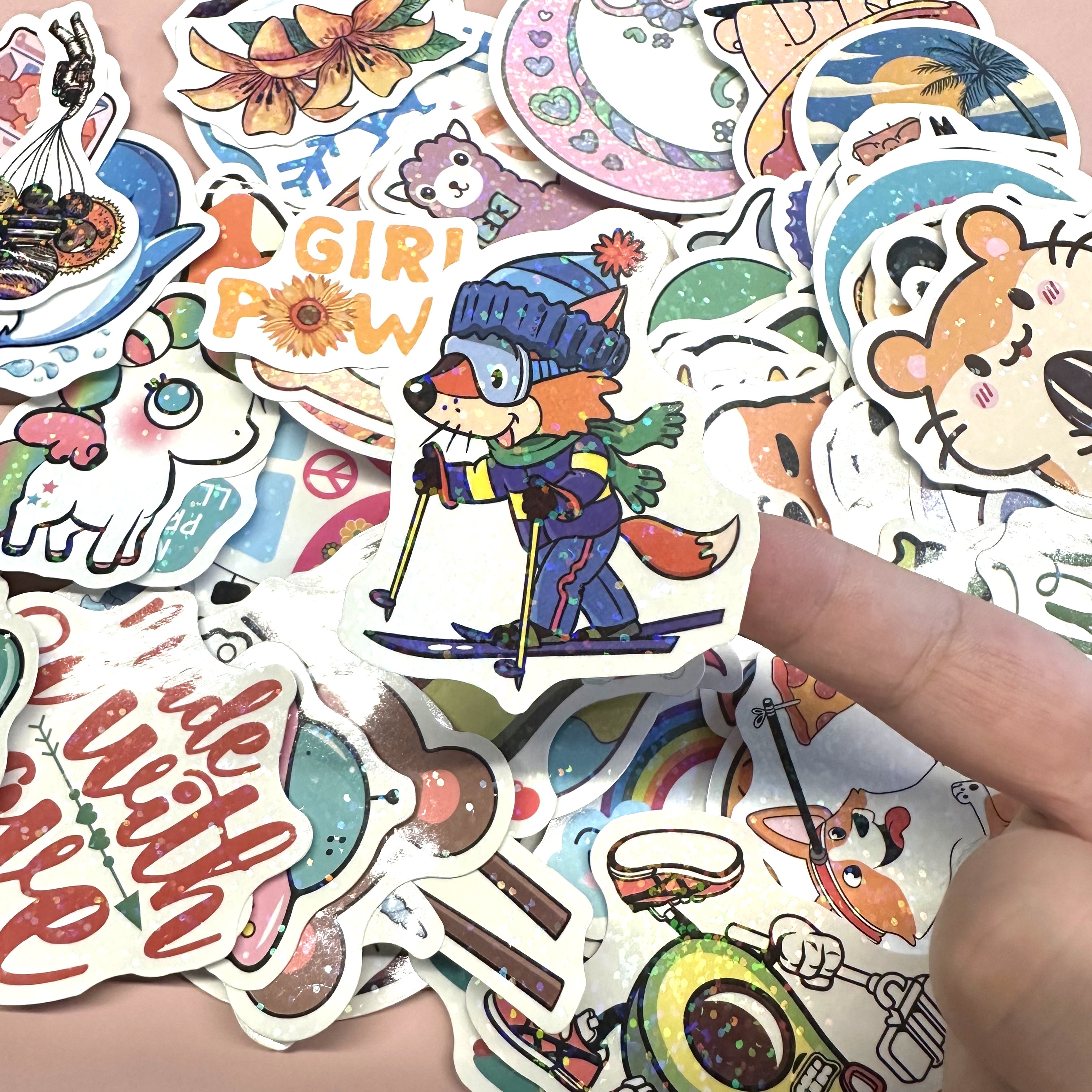Free Design Custom Holographic Cartoon Stickers Die Cut self adhesive labels