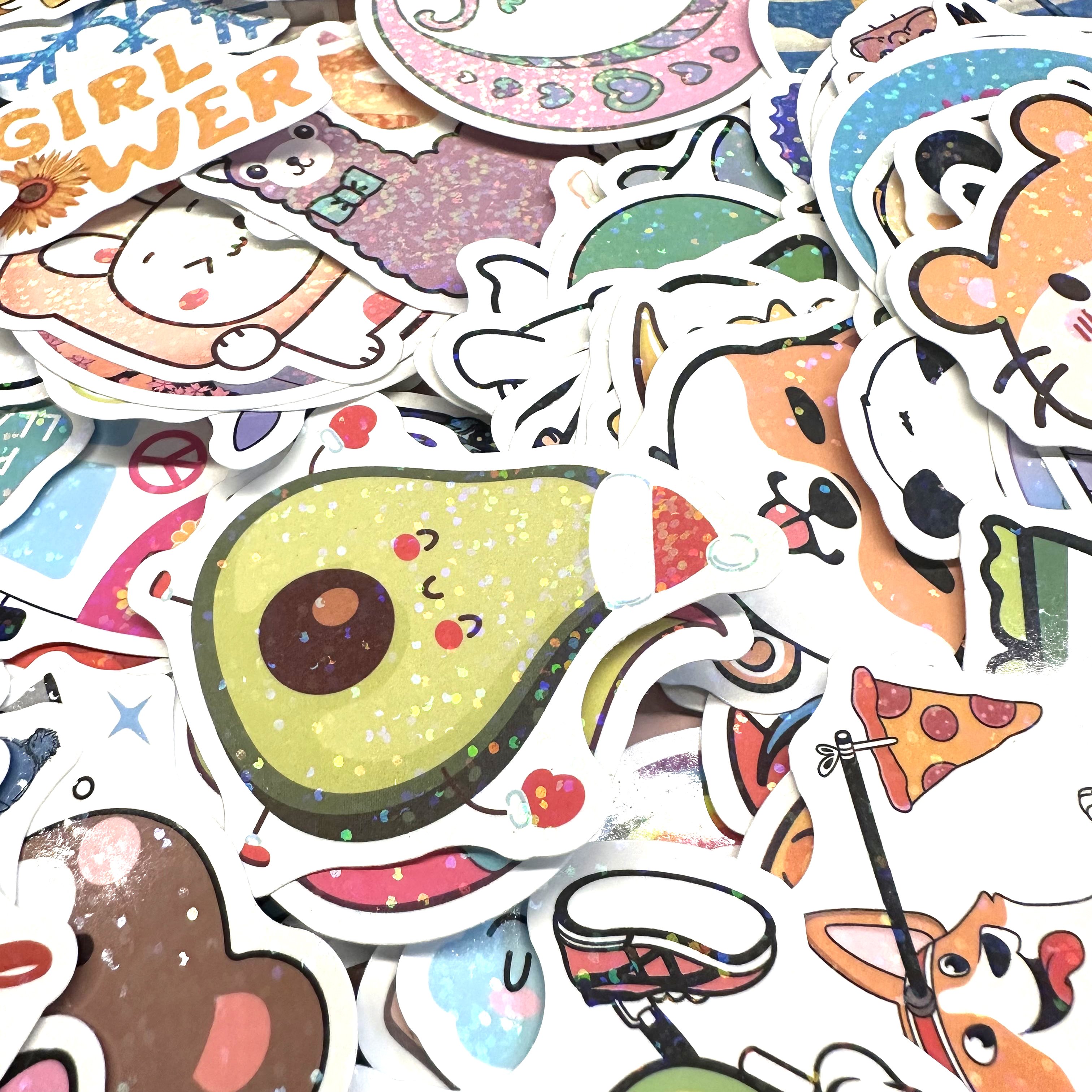Free Design Custom Holographic Cartoon Stickers Die Cut self adhesive labels