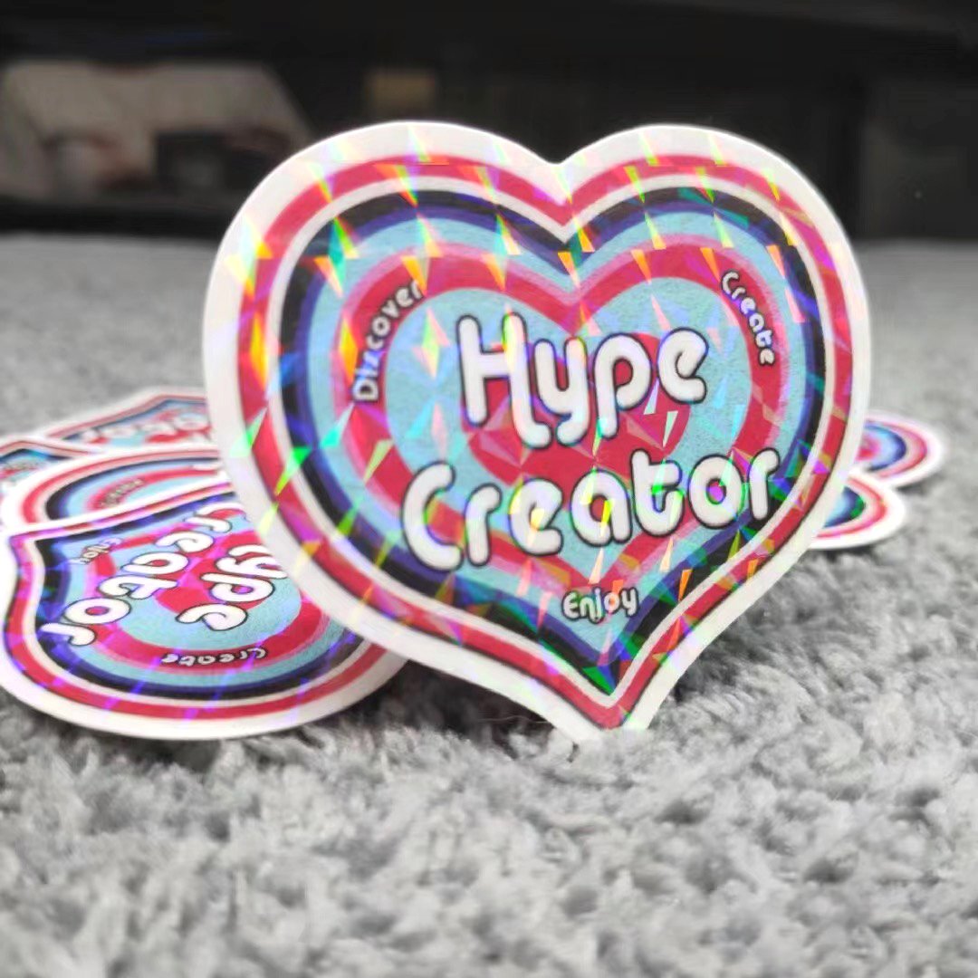 Holographic Laser Film Cartoon Sticker Custom Stars Glass Dots Special Laminate Process Vinyl Cute Deco Stickers