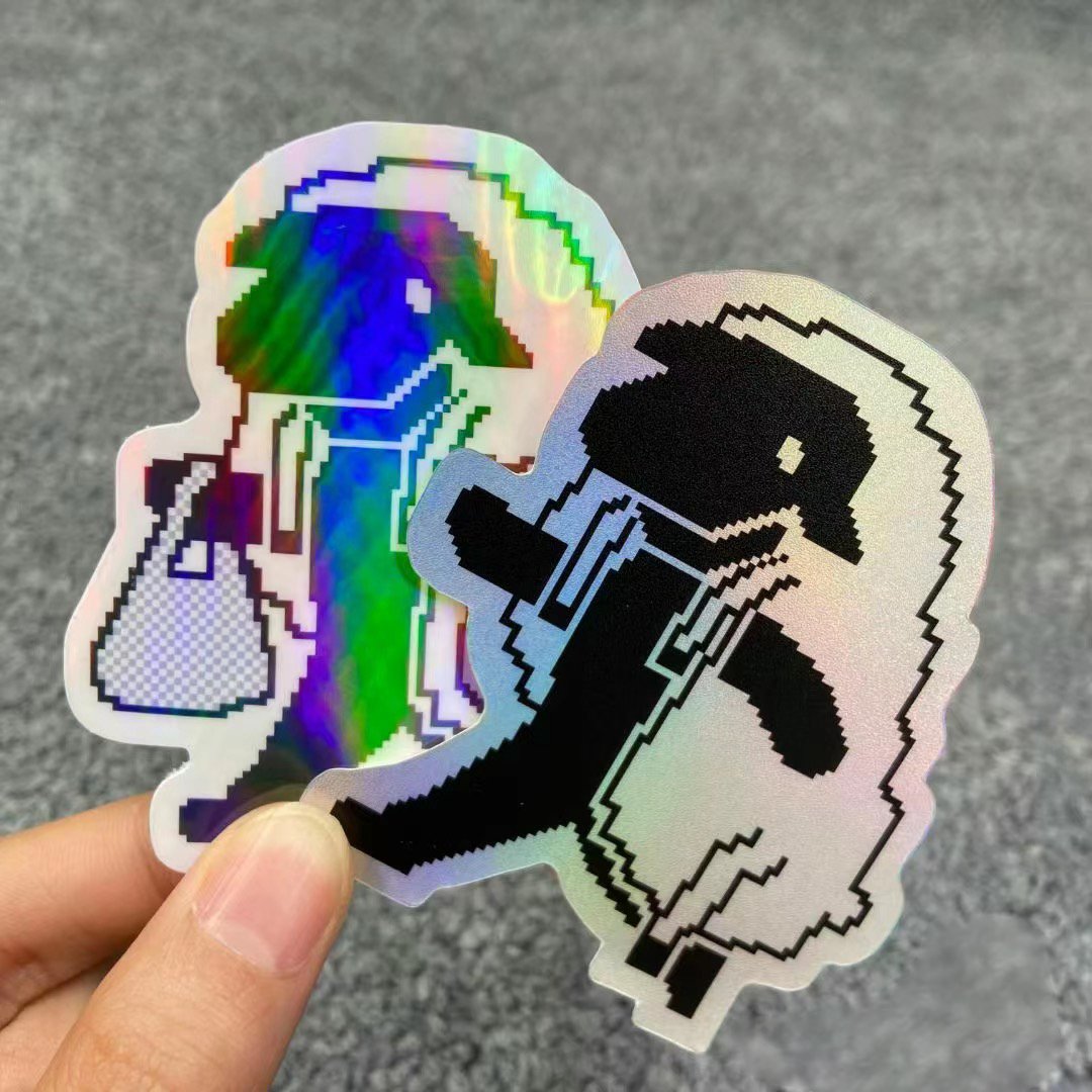 Holographic Laser Film Cartoon Sticker Custom Stars Glass Dots Special Laminate Process Vinyl Cute Deco Stickers