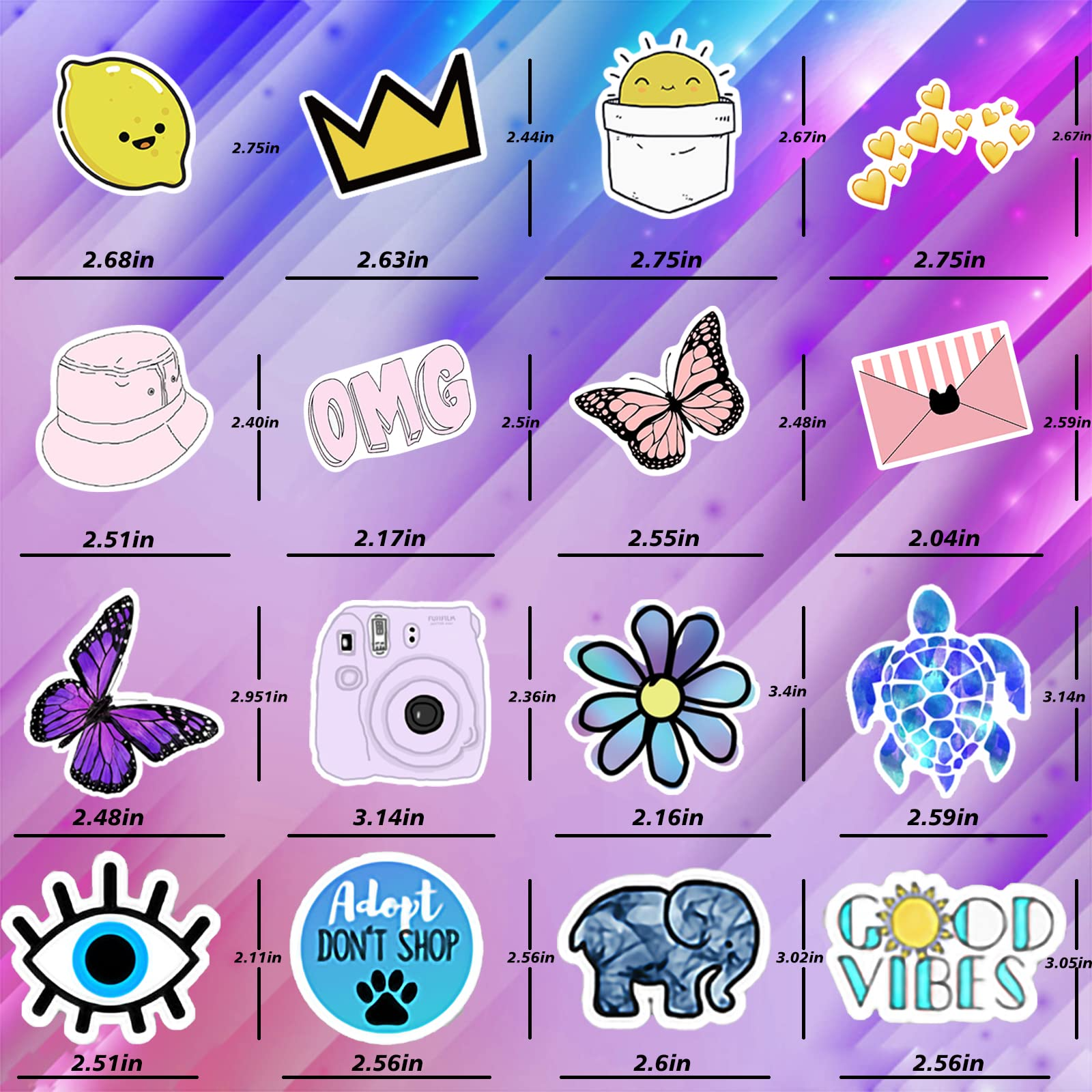 vinyl stickers for water bottles VSCO Aesthetic Cool Girly cartoon sticker waterproof stickers pack for water bottle