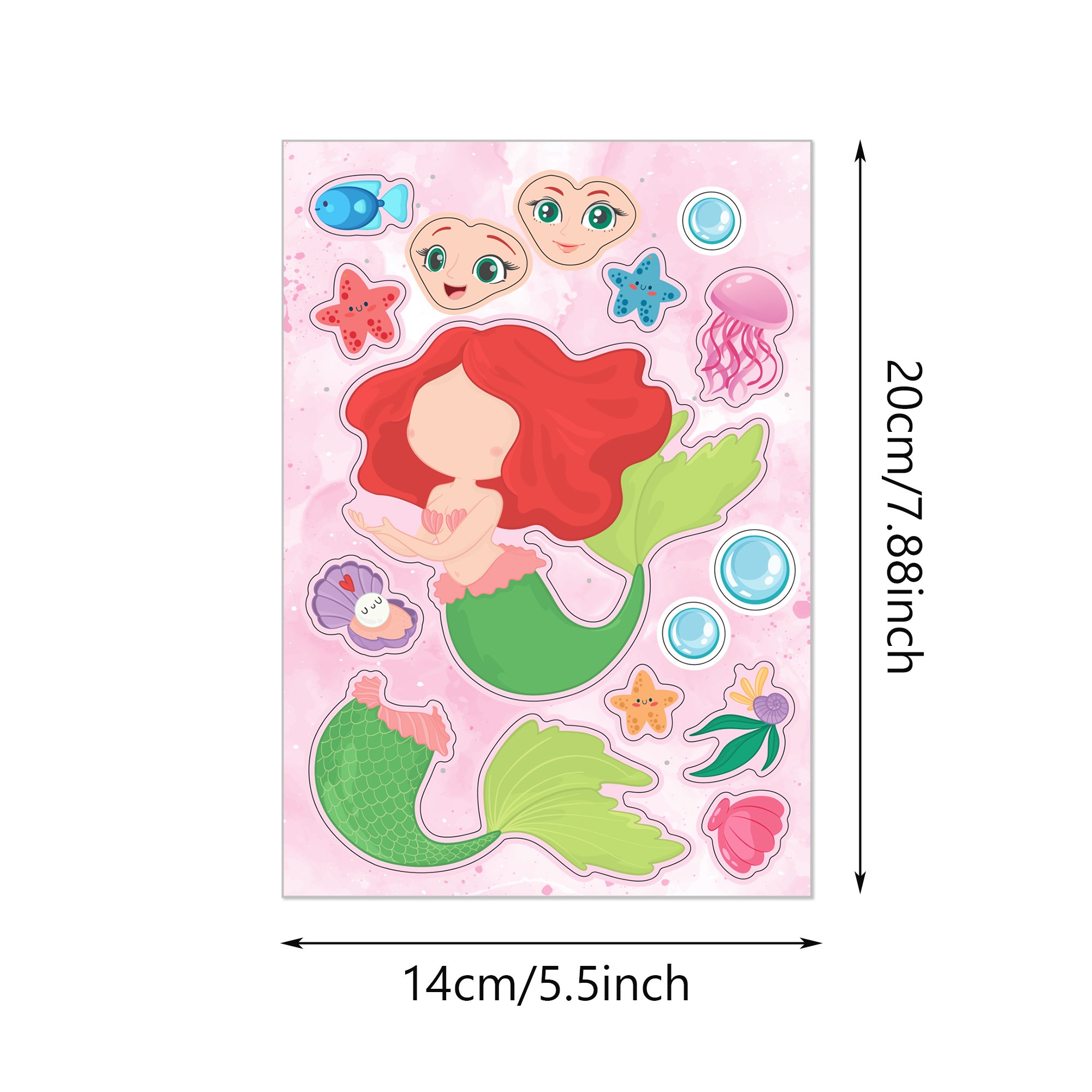 ET037 Mermaid Party Stickers Ocean Cartoon Stickers Decals DIY Adhesive Decals For Mermaid Party Supplies