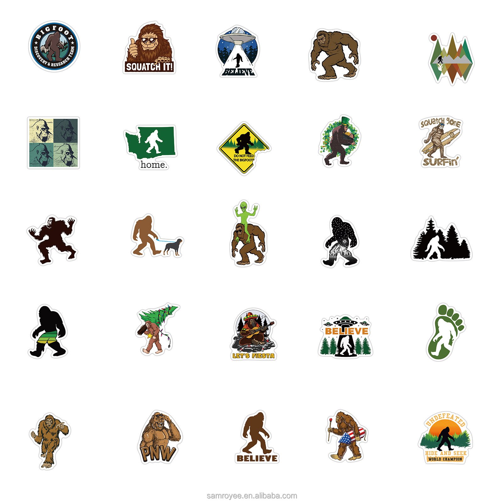 50Pcs Outdoor Bigfoot Sasquatch Sticker For Waterbottles Luggage Laptop Savage Big Foot Stickers