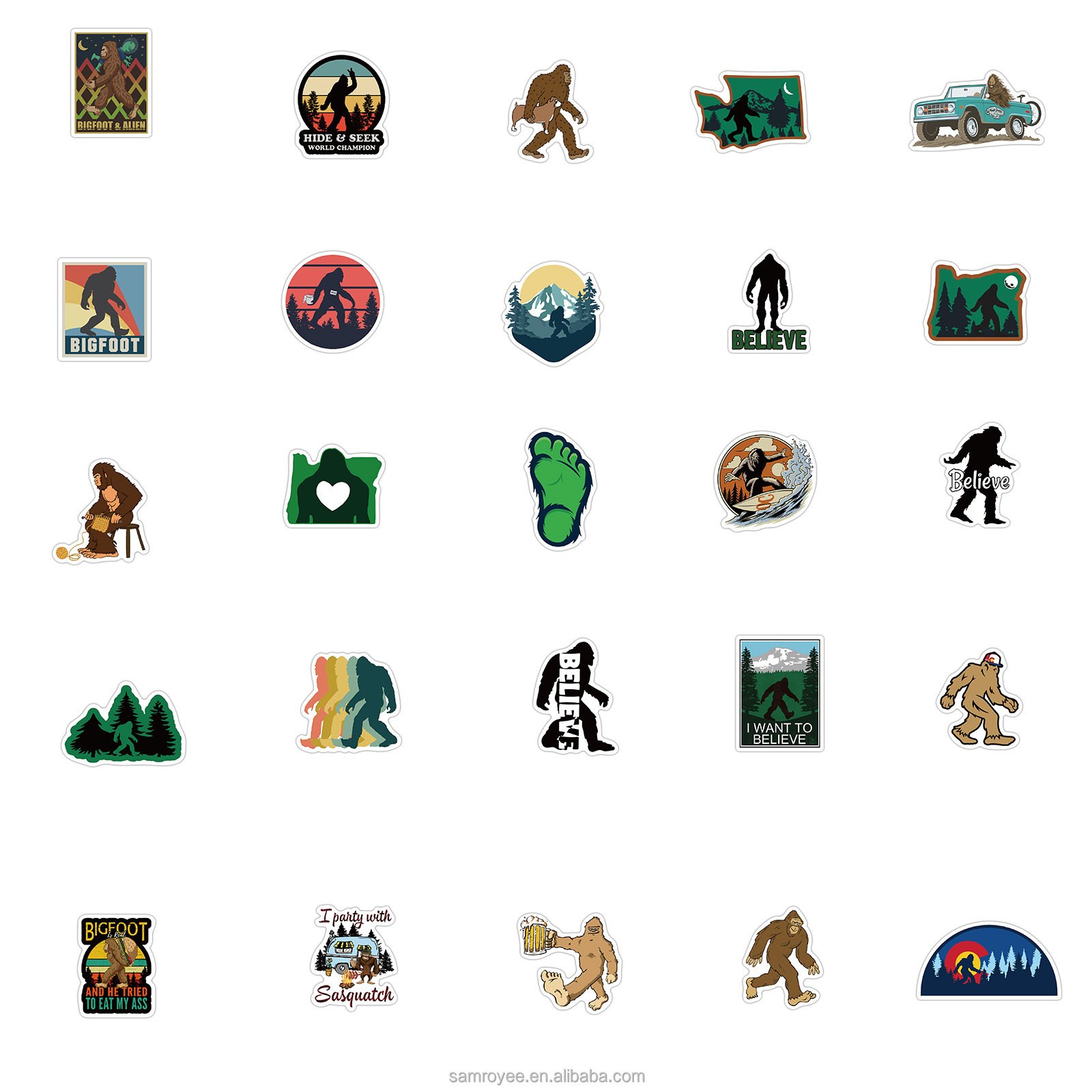 50Pcs Outdoor Bigfoot Sasquatch Sticker For Waterbottles Luggage Laptop Savage Big Foot Stickers