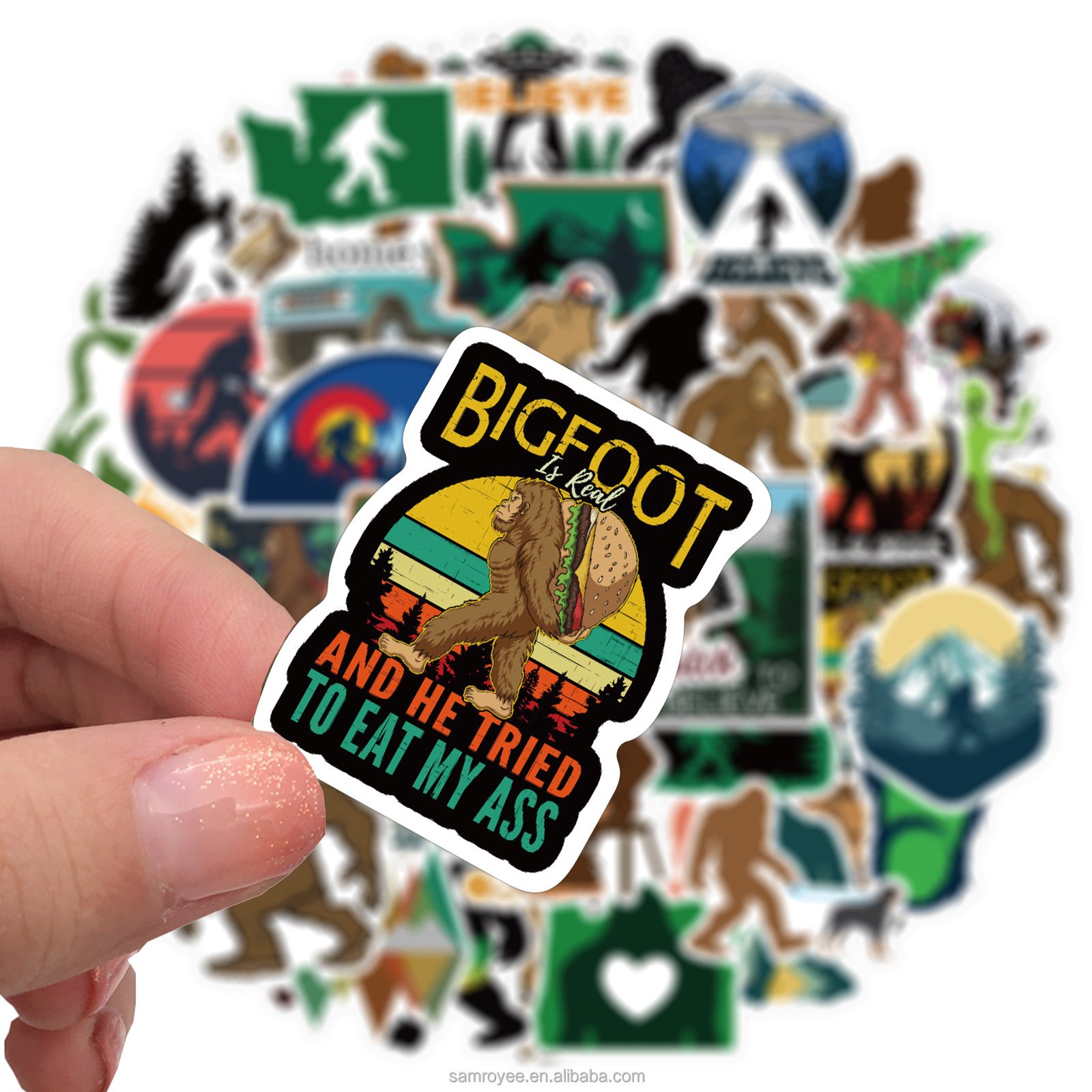 50Pcs Outdoor Bigfoot Sasquatch Sticker For Waterbottles Luggage Laptop Savage Big Foot Stickers