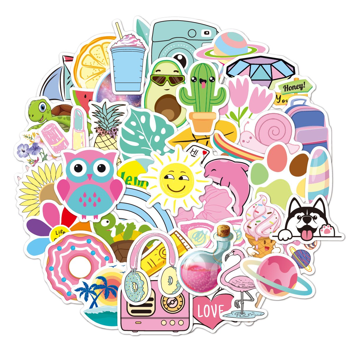 Custom design Die Cut Waterproof cartoon sticker for laptop Vinyl Adhesive Print diecut Advertising Stickers