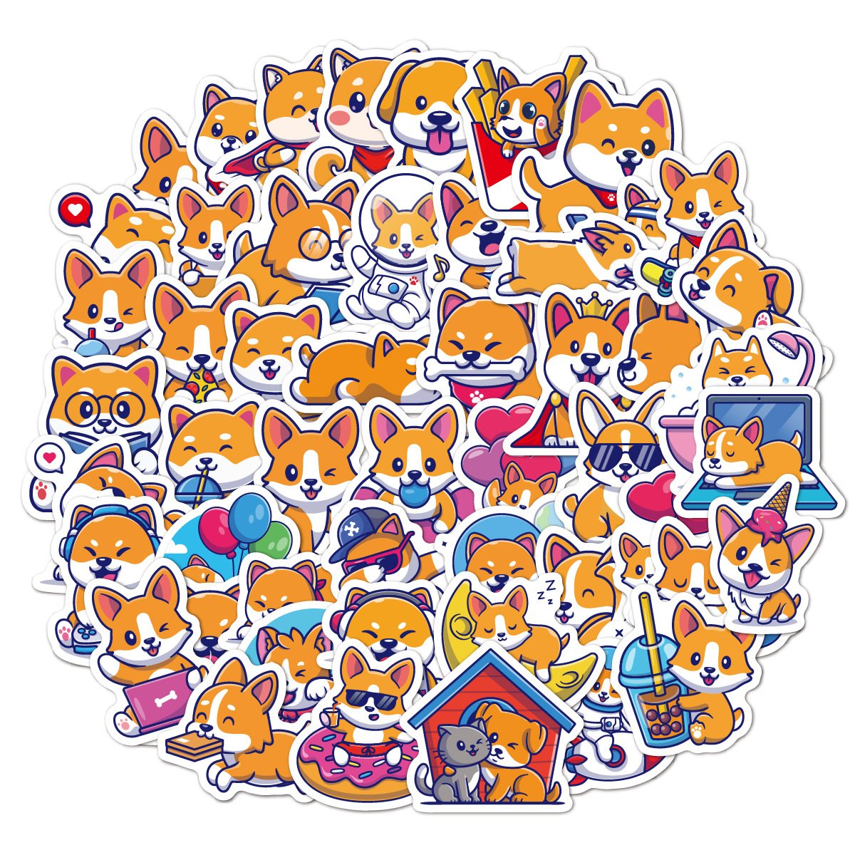 Custom design Die Cut Waterproof cartoon sticker for laptop Vinyl Adhesive Print diecut Advertising Stickers