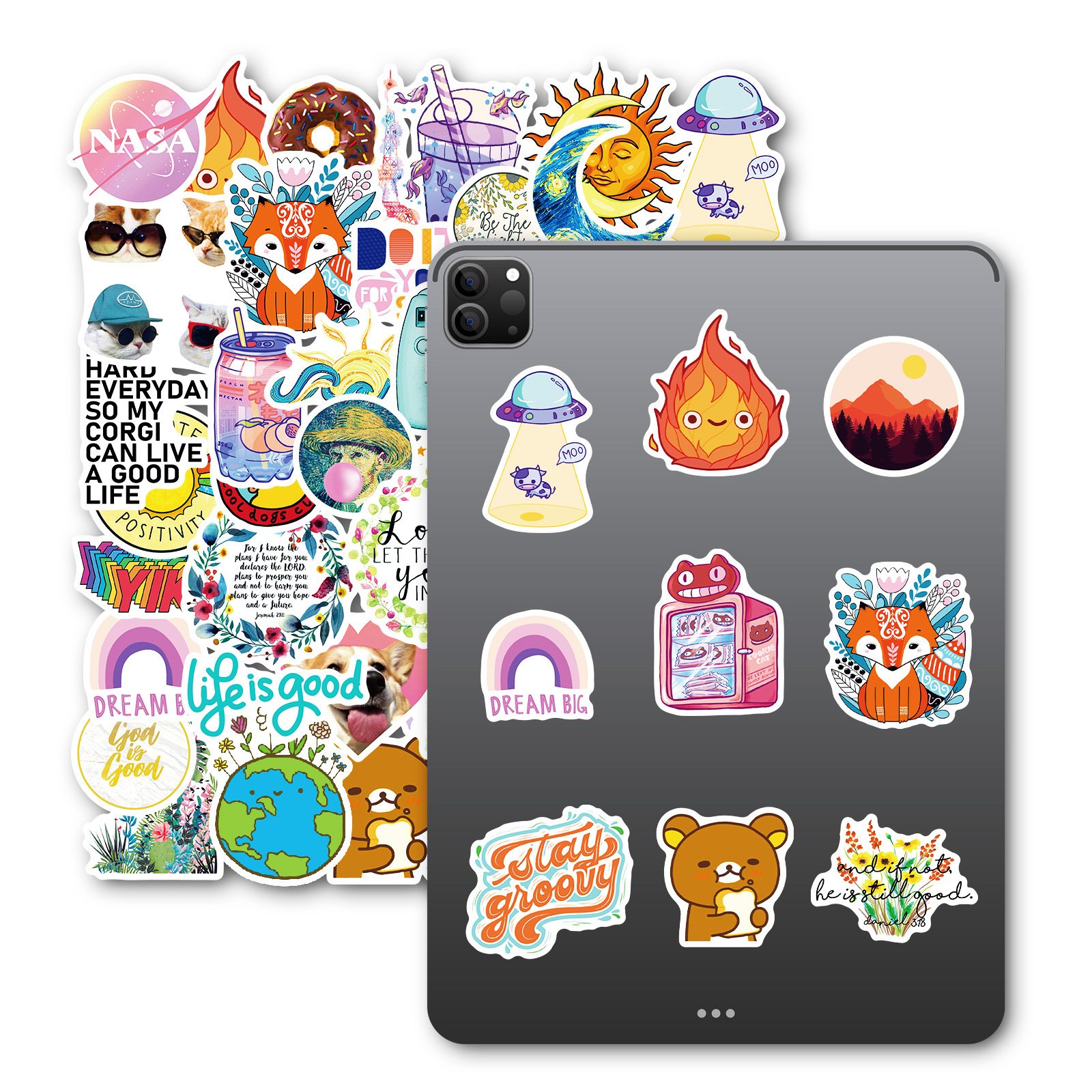 50PCS Good vibes positive phrase drink cartoon corgi travelling sticker