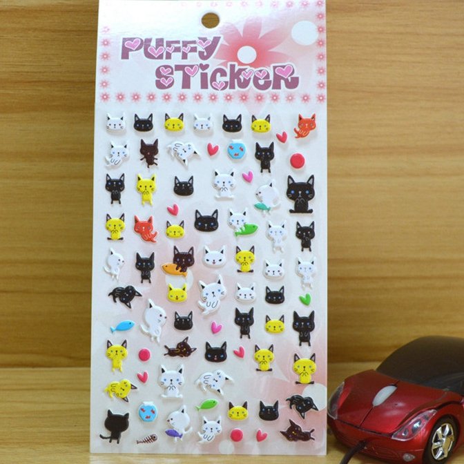 Custom design cute 3D puffy sticker sheet for kids Wholesale kawaii cartoon sponge stickers