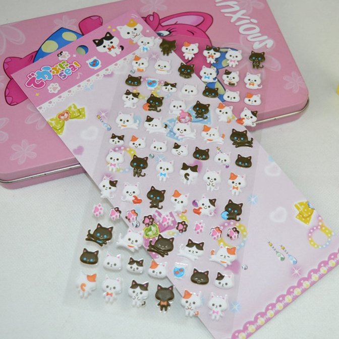 Custom design cute 3D puffy sticker sheet for kids Wholesale kawaii cartoon sponge stickers
