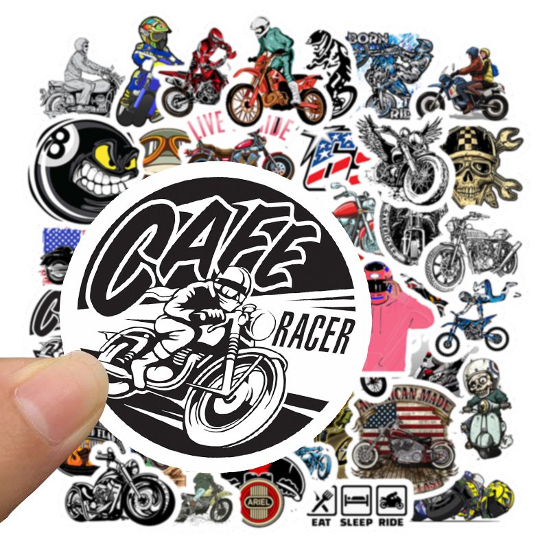 50 PCS Cool Motorbike Motorcycle Luggage Notebook Stickers