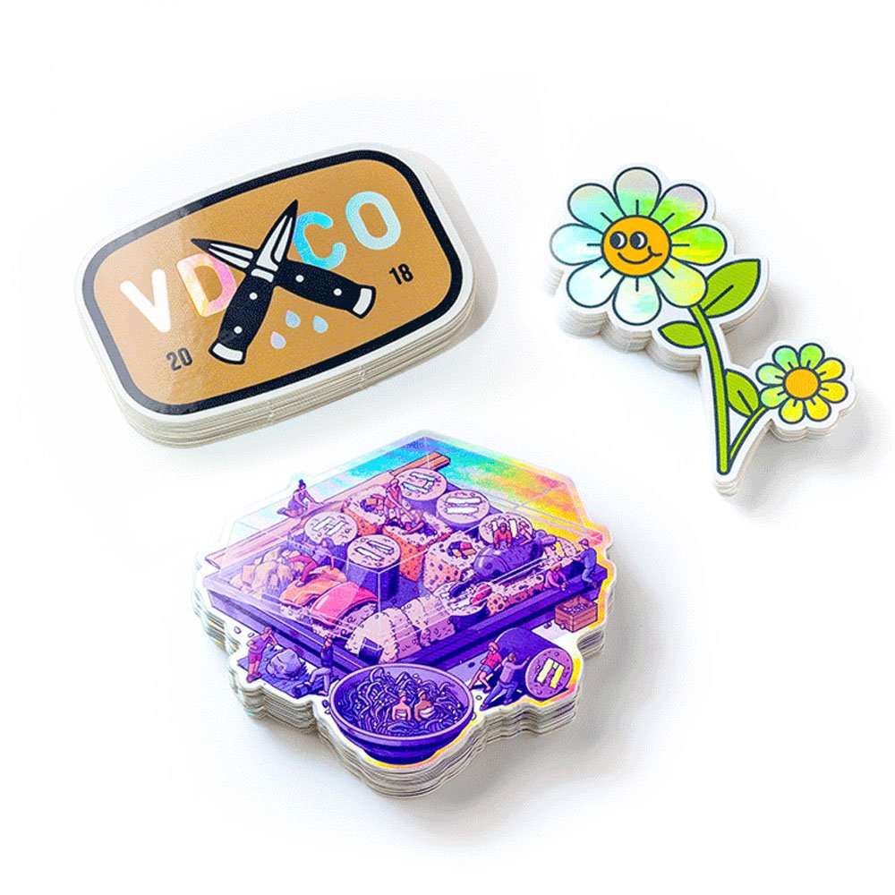 Custom Vinyl Hologram Cartoon Sticker Printing Rainbow Holographic Sticker For Promotion