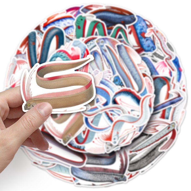 50Pcs High Quality Vinyl Waterproof Cartoon Animal Sticker Decorations Sea Animal Fish Oarfish Sticker