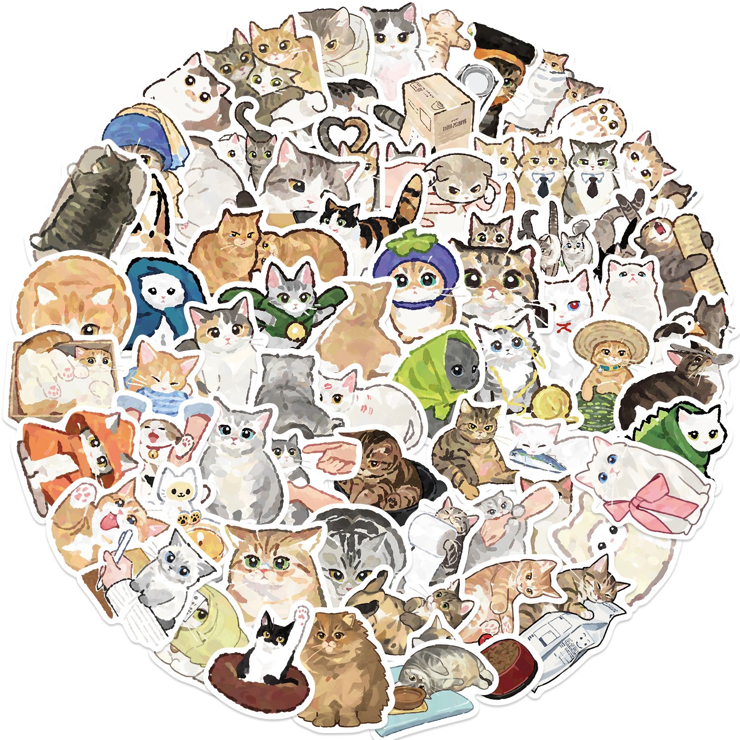 77pcs Cute Cartoon Cat Graffiti Stickers Diy Laptop Phone Case Luggage Diary Decoration Waterproof Toys Gift Decal Wholesale