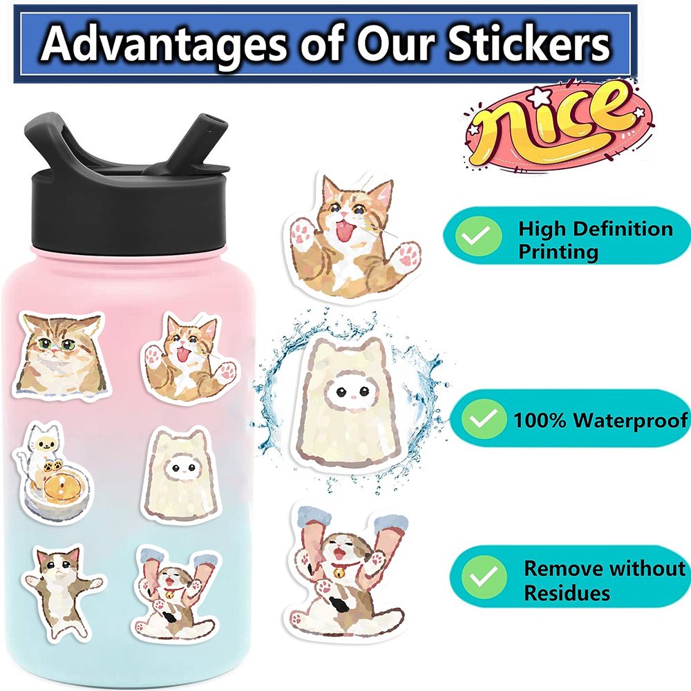 77pcs Cute Cartoon Cat Graffiti Stickers Diy Laptop Phone Case Luggage Diary Decoration Waterproof Toys Gift Decal Wholesale