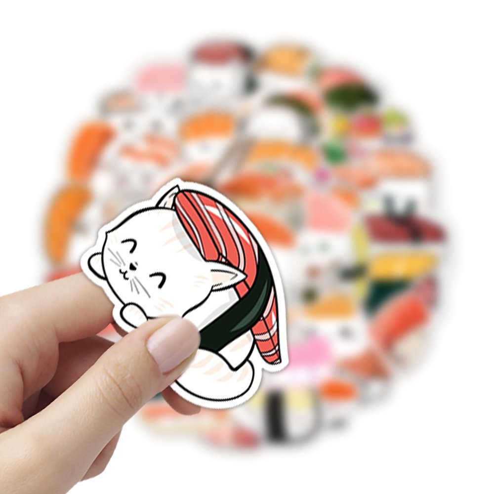 54pcs funny sushi PVC waterproof graffiti decorative sticker pack for kids laptop phone bike car guitar notebook