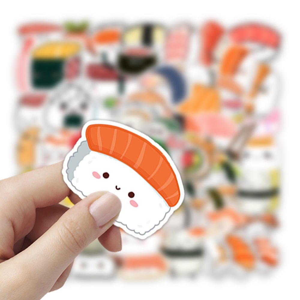 54pcs funny sushi PVC waterproof graffiti decorative sticker pack for kids laptop phone bike car guitar notebook