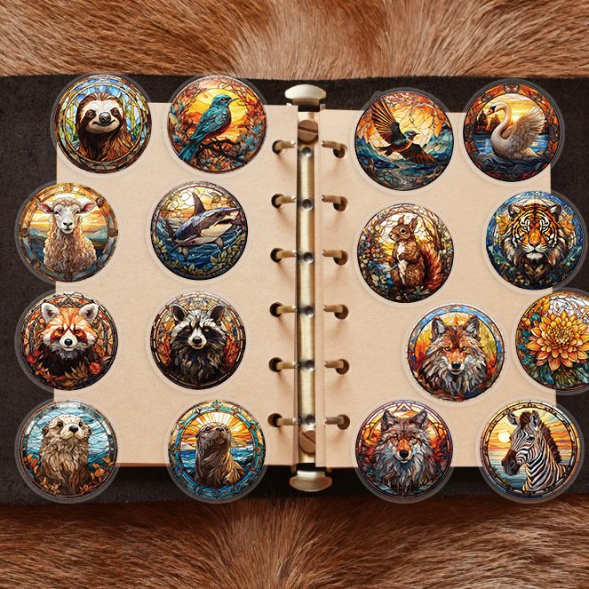 50 Pcs Transparent cartoon colorful glass ball animal sticker bag waterproof PET hand account decoration guitar notebook