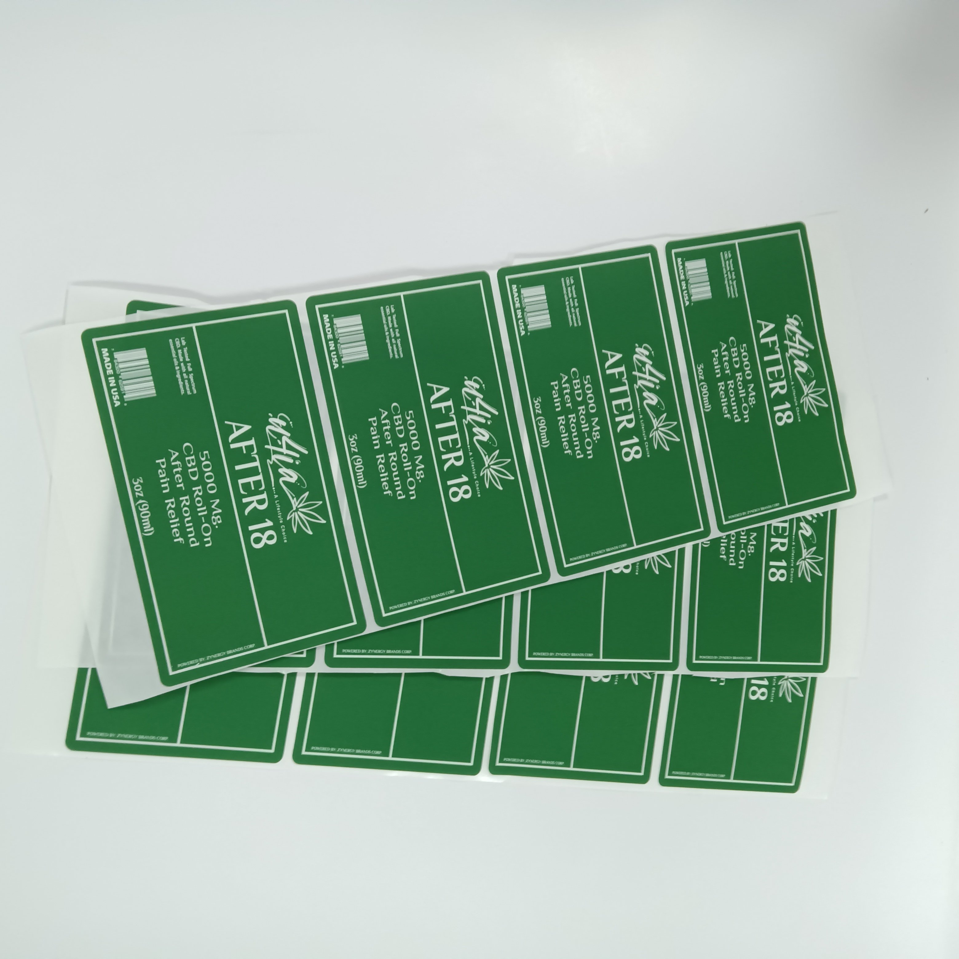 Green velvet textured luxury paper with spot UV labels vinyl stickers individual custom hologram logo sticker